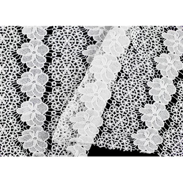 White Floral Guipure Heavy Embroidered Lace Fabric For Dress SGS Verified