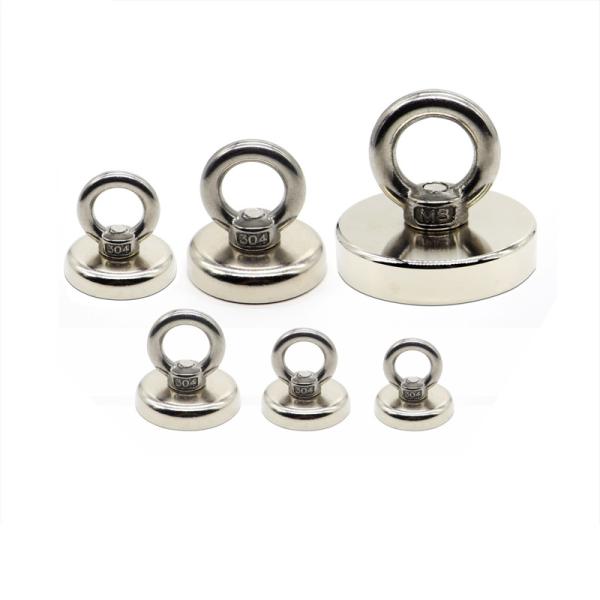 Nickel Coated Neodymium Eyebolt Magnet Double Sided Fishing Magnet