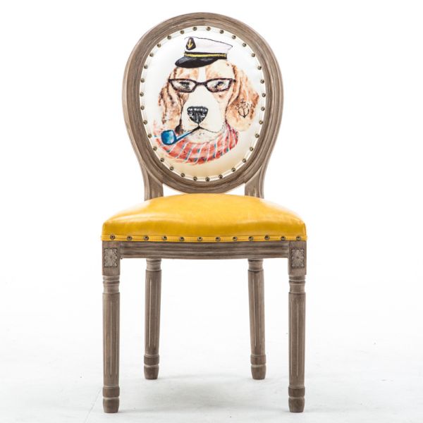 New Arrival European Vintage Dining Chair Upholstered Solid Wood Chair for Cafe Restaurant Hotel Factory Wholesale Supply
