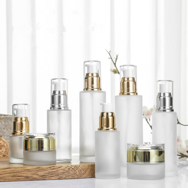 Screw Glass Frosted Glass Cosmetic Jars Cylinder Shape Glass Lotion Jars