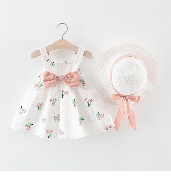 Summer New Children's Dress Clothing Girl Cute Cherry Sling Fruit Design Dress