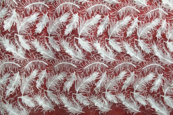 2017 Hot Sale Garment Accessories White Fether  Embroidery Lace Fabric  With Sequin