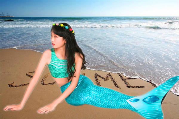 3D Scales Printed Ladies Mermaid Tail , Adult Mermaid Tail With Monofin
