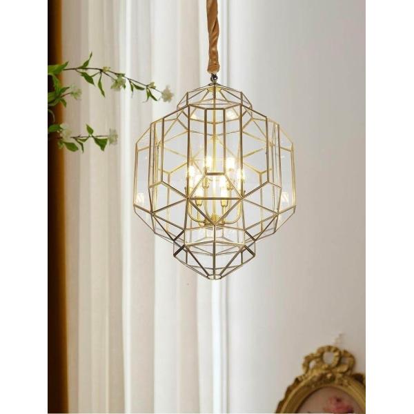 All Copper Simple Glass Entry Pendant Light New Chinese Creative For Staircase Corridor Restaurant Villa