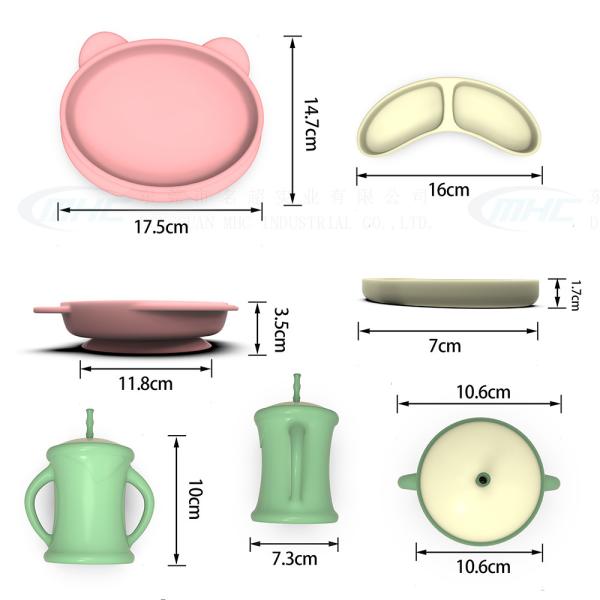 Ergonomic Panda Silicone 6-12 Months On The Go Suction Plate Set for Baby Feeding Essentials