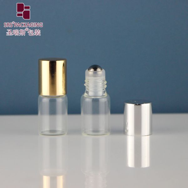 1ml 2ml 3ml Empty Transparent Roller Bottle Screw Mouth Essential Oil Bottle Small Glass Bottle With Metal Cap