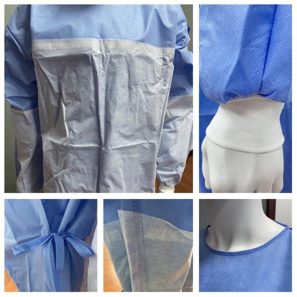 OEM Disposable Waterproof aami level 4 reinforced surgical gown for Hospital Doctor Nurse