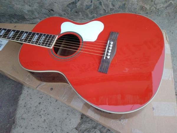 acoustic guitar 00 solid spruce parlor acoustic guitar OOO body maroon color customize white pearl vintage guitar