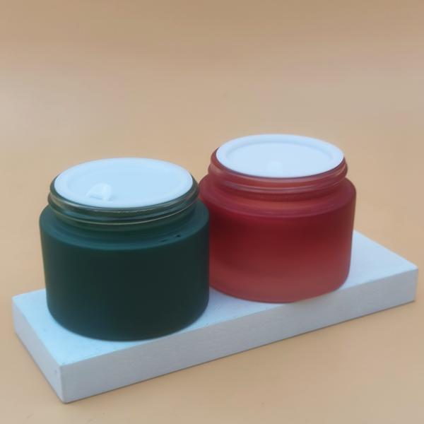 20g 30g 50g Blue Glass Cosmetic Cream Jars , Glass Jar Cosmetic Packaging Cream Bottles OEM