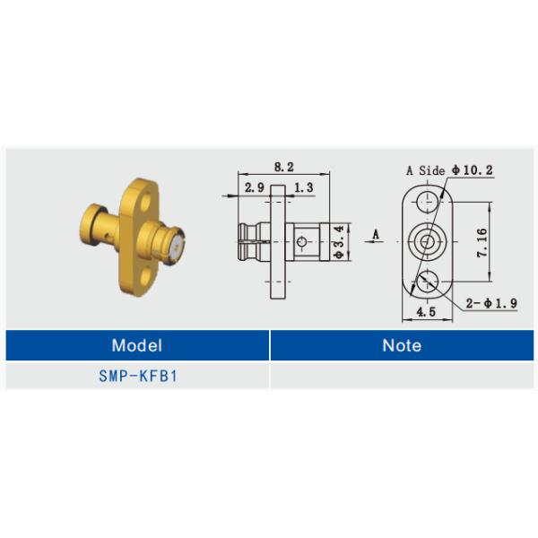 PTFE Insulator SMP Female 2 Hole Flange Mount Cable Connector Mating Cable 0.047