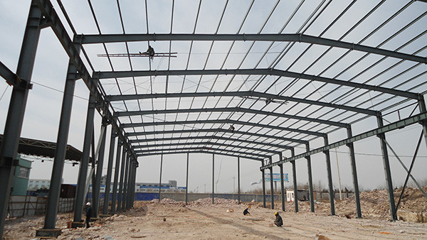 Galvanized Steel Frame Prefab Building , Prefabricated Metal Workshop Buildings