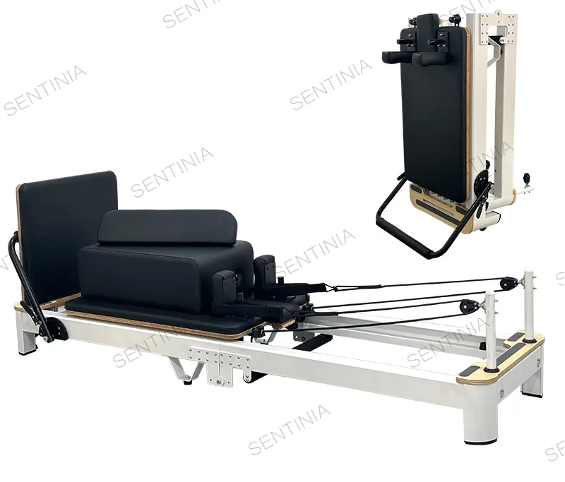 Silent Maple Wood Foldable Pilates Reformer Machine Space Saving ODM