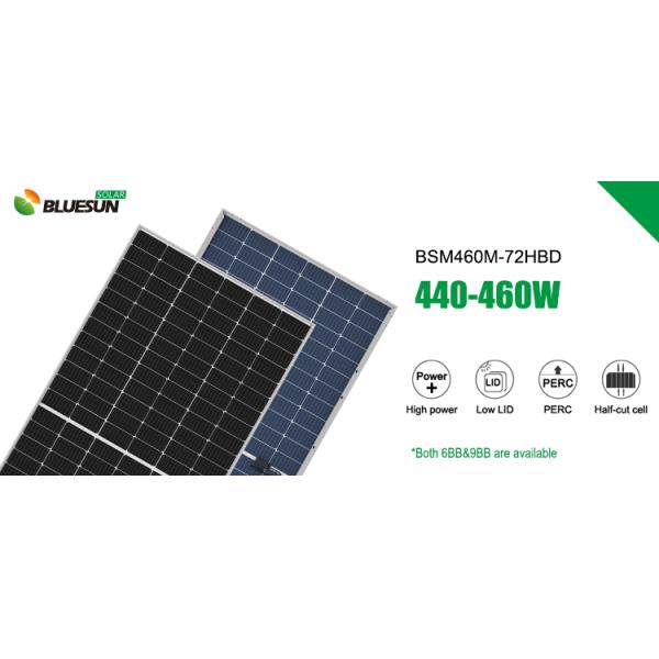 Bluesun Solar BSM460M-72HBD Half Cell 460W 455W Bifacial Double Glass Solar Panel in USA Stock