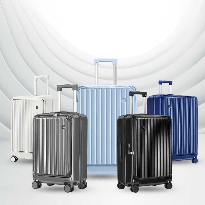 Unisex Hot Selling Front-Open Spinner Carry-On PC & ABS Explosion-Proof Zipper Aluminum Outdoor Travel Luggage Bag Packaging