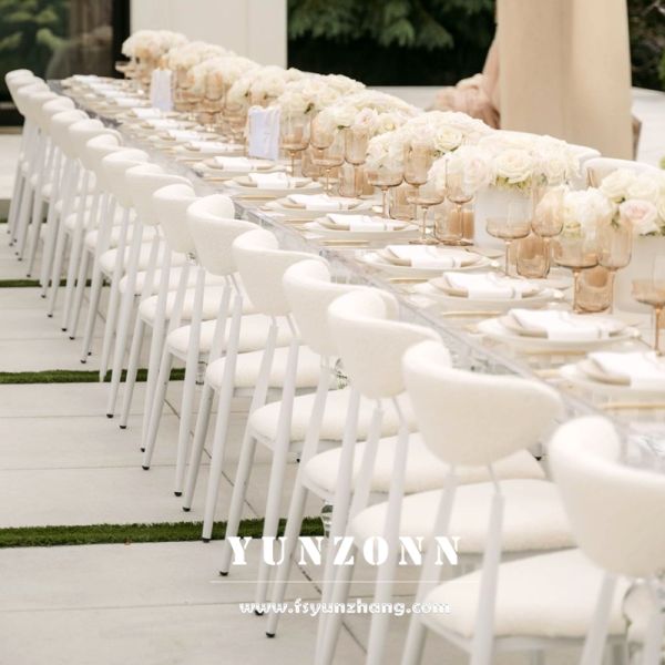 French Style Modern Cream White Indoor Leather Dining Room Chair for Wedding Hotel Cafe Restaurant