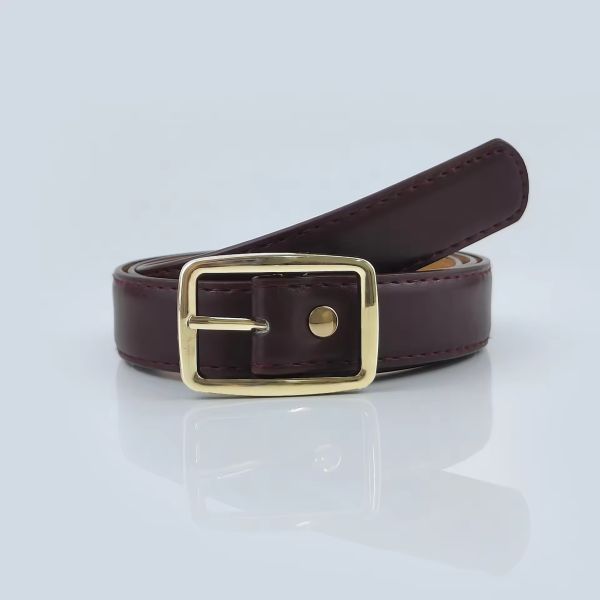 Women's High-End Leather Belt Women's PU with Alloy Gold Alloy Buckle Casual Style
