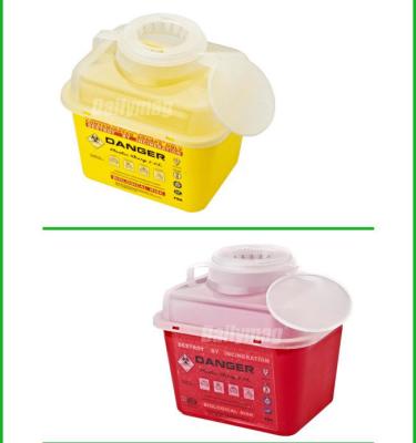 Os Sharps plásticos do quadrado de 5 litros desperdiçam o recipiente para o uso do hospital, caixa dos Sharps para agulhas