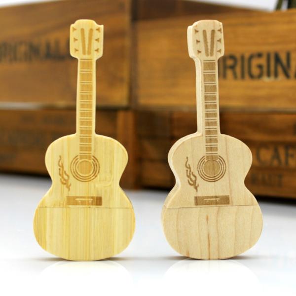 Guitar Shape Promo Gifts Wooden USB flash Drives 32Gb With Nice Gift Wood Packing