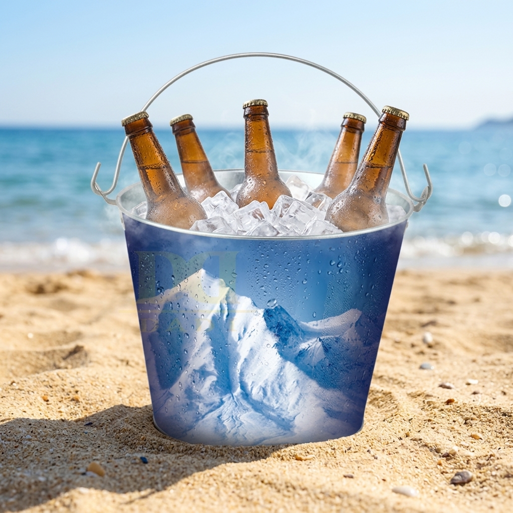 DADI Custom Printed Tinplate Cooler Pail Bar Beer Chilling Container for Holiday Promotional Gift