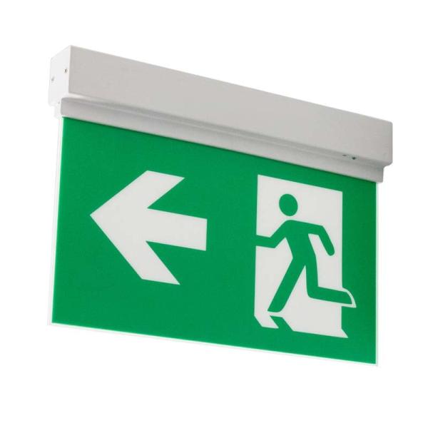 Double Sided Rechargeable LED Emergency Exit Sign with 3 Hours Backup, Li-ion Battery, and Plastic Construction