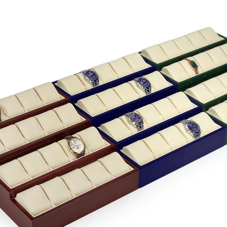 LED Lighting PU Leather Watch Display Tray with Customizable Options for Luxury Watch Showcase