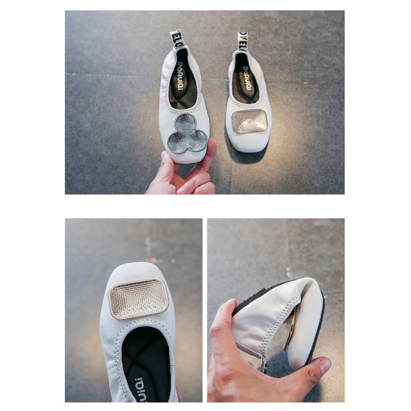 Cowhide Material Slip On Ballet Shoes