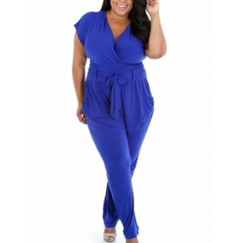 Plus Size for different occasions xxxl Belted club Jumpsuit 2017