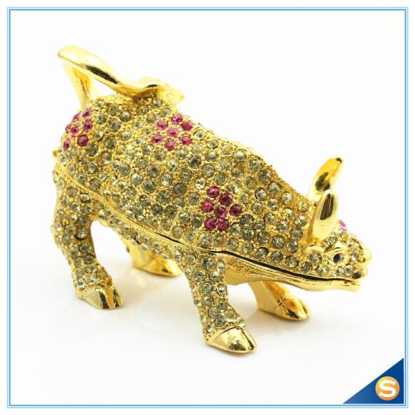 Wall Street Full Of Rhinestone Lucky Cattle Trinket Box Decoration Animal Trinket Box SCJ415