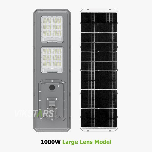 Nouveau lampadaire solaire bidirectionnel IP66 LED Lumière solaire de jardin 600W 900W Tout en un Lampes solaires de paysage