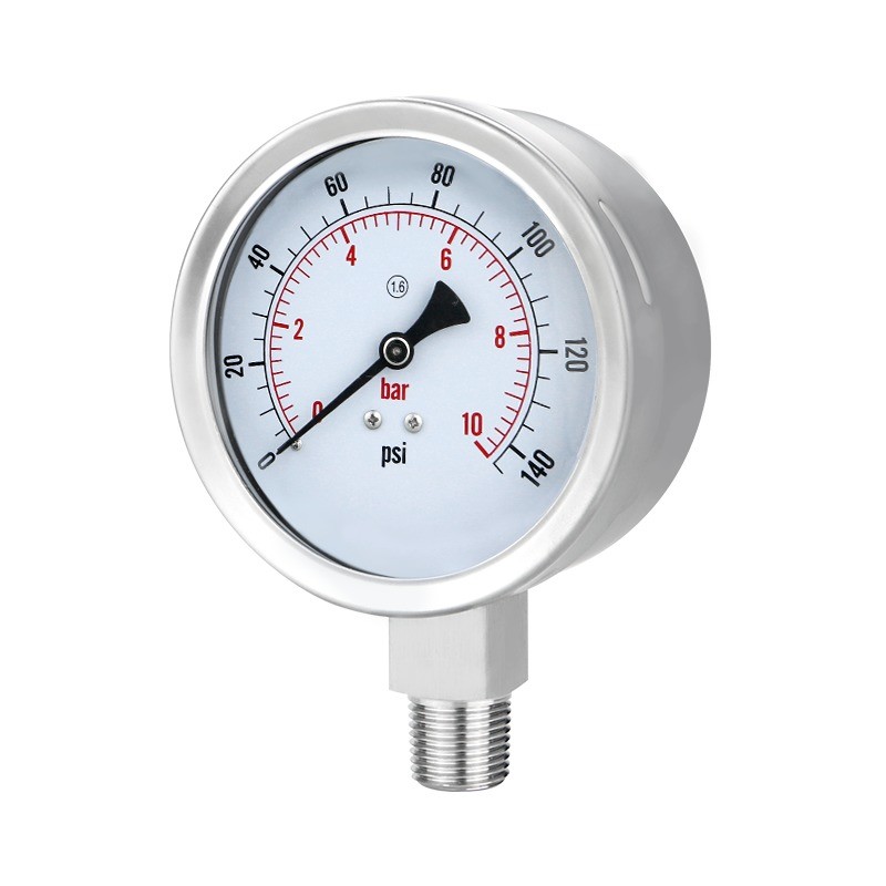 Made in Y100BF 100mm Double Graduated Bar/PSI Display Stainless Steel Pressure Gauge