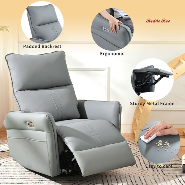 Waterproof Black USB Electric Recliner Sofa Furniture Leatherette Fabric