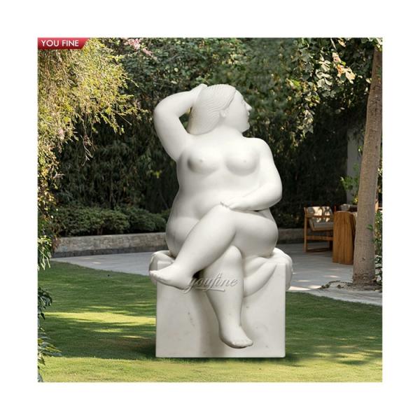 Outdoor Decoration Marble Fat Lady Statue for Sale