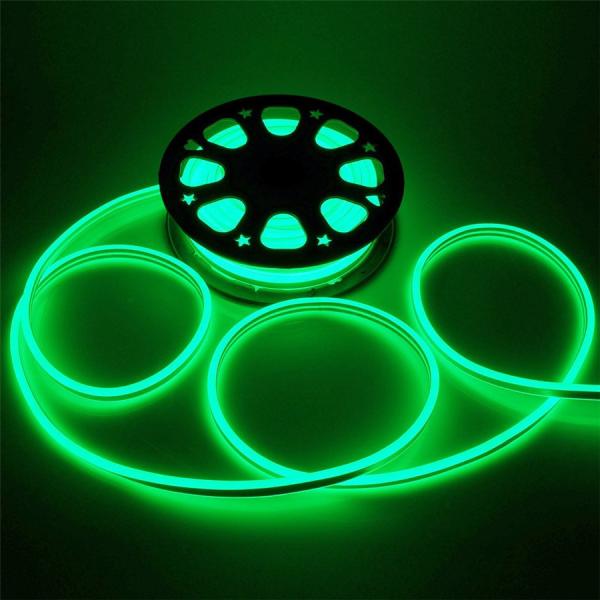 LED Neon Tube Light Green Flex Neon Rope Light 120pcs SMD2835 LEDs per Meter 10W Power Consumption Waterproof Soft Tube Strip Lights