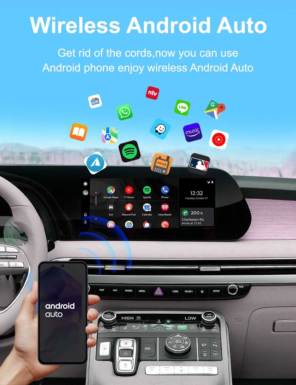 Bluetooth Wireless Android Auto Dongle Carplay USB Adapter WiFi5 802.11 OEM