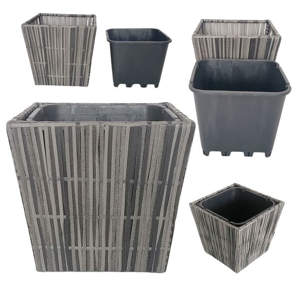 Handmade Square Shape Metal Frame Wicker Flower Pot with Plastic Original Green OEM Customized Style