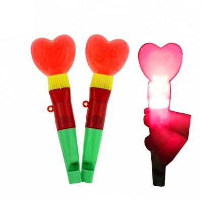 Hard Heart Pattern Flashing Candy Assorted Fruit Flavor Whistle Stick