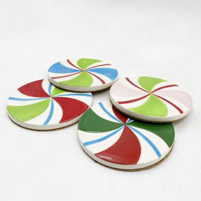 Chapa de cerâmica de craft drink coaster glaze de doces pad pad pad de isolamento de taça impressa
