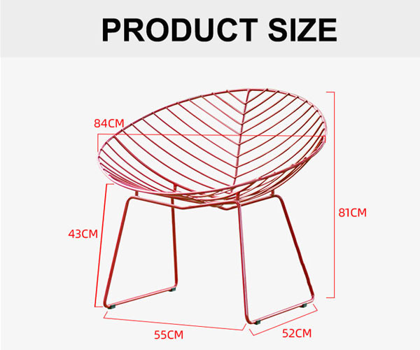 Стула луны металла кафа стула провода металла мебель 55x52x81cm французского на открытом воздухе