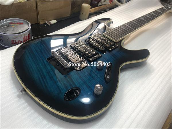 Custom 6 string electric guitar yellow tiger maple veneer rosewood fingerboard double rocking bridge free delivery