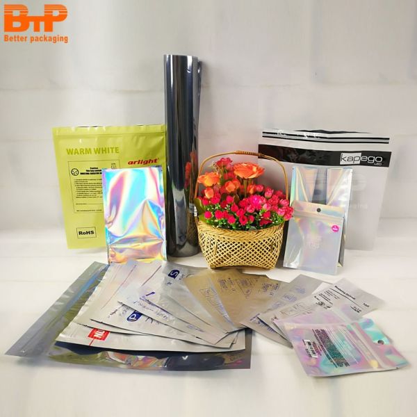 Customized Brand Logo Aluminum Foil Packaging Bag Holographic Laser Packaging Pouch Bag with Zipper Package