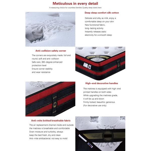 Modern Home Furniture Orthopedic Mattress with 3D Memory Foam and Independent Springs