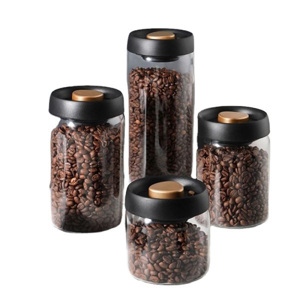 Modern Design Food Grade Glass Storage Jar Moisture Proof For Coffee Beans Powder Tea