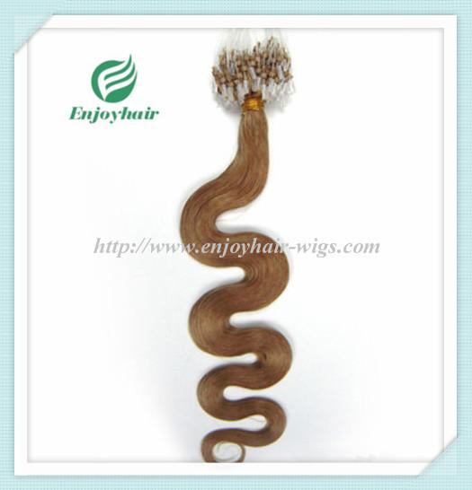 Micro ring loop hair extensions 16-26L indian remy hair 27# color body wave hair
