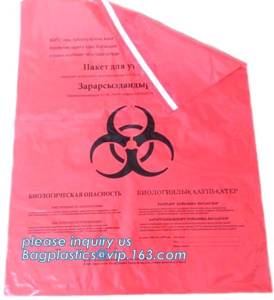 medical trash bin liner bags biohazard waste garbage bags, Health Hazards bags, biohazard waste bags medical waste bag,