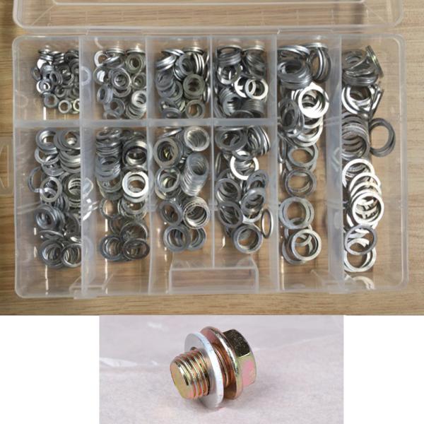 500pcs Aluminum Flat Ring Washers Car Oil Drain Plug Gaskets Assortment Set Kit