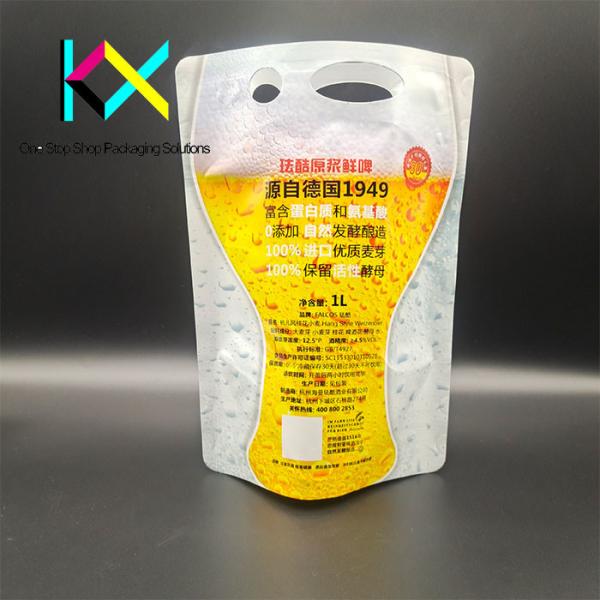 1L Aluminum Foil Beer Liquid Vacuum Packaging Bags Plastic Spout Pouch With Tap