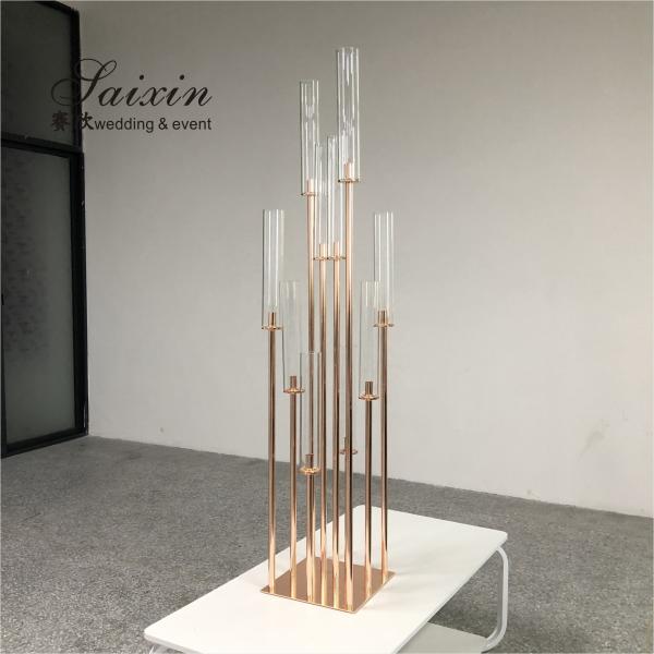 ZT-323B wholesale tall black metal 10 arms candlestick for wedding table centerpieces