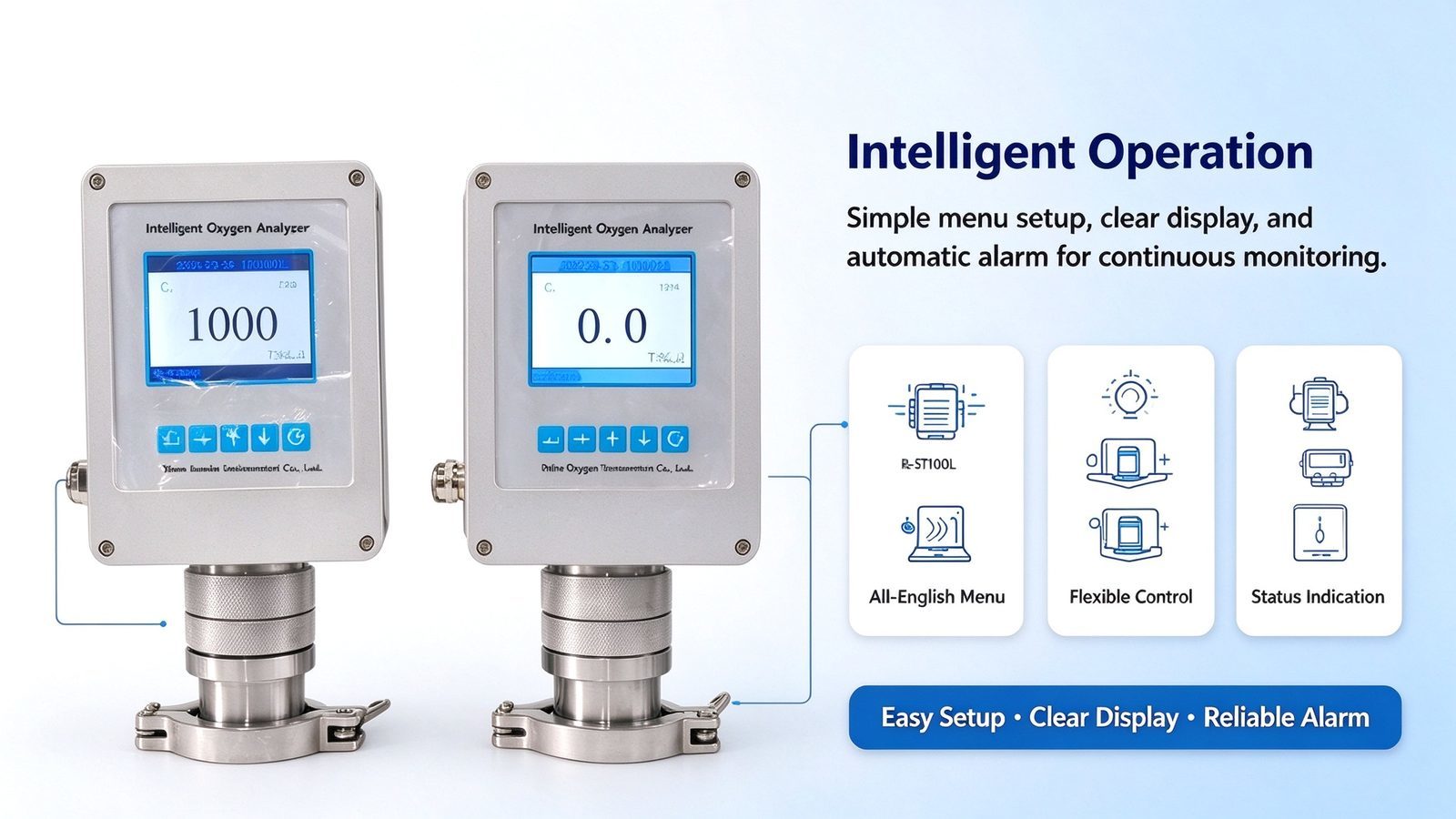 Trace Oxygen O2 Gas Analyzer Digital LCD Display Electrochemical Sound Alarm For Meter Gas