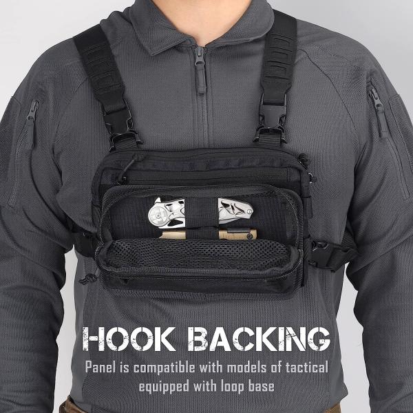 Tactical Mesh Zipper Pouch, Modular Insert Panel Organizer EDC Utility Storage Pocket with Hook-N-Loop Fasteners