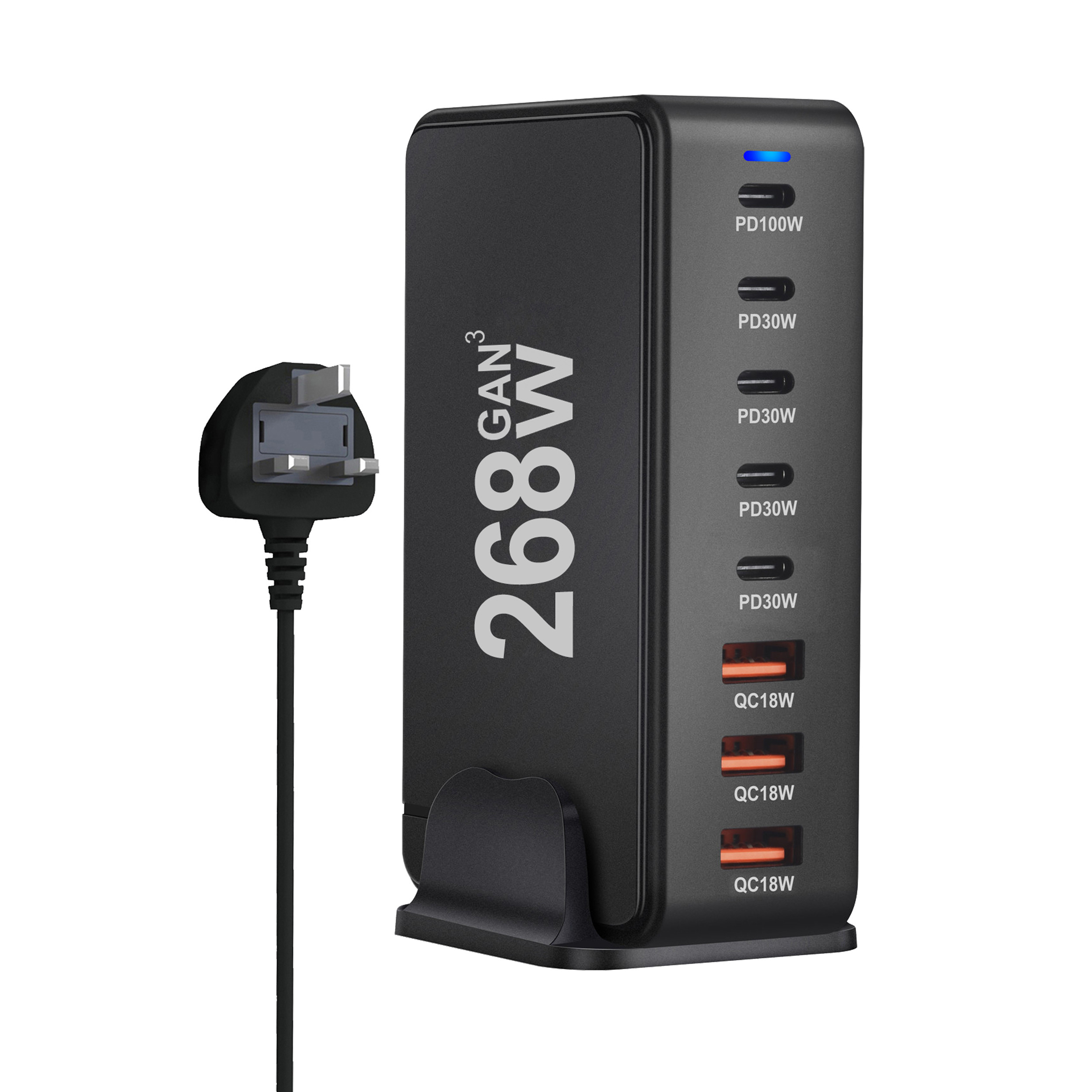 268 Вт GaN USB Type C быстрый зарядщик многопортов PD QC4.0 для настольных мобильных телефонов
